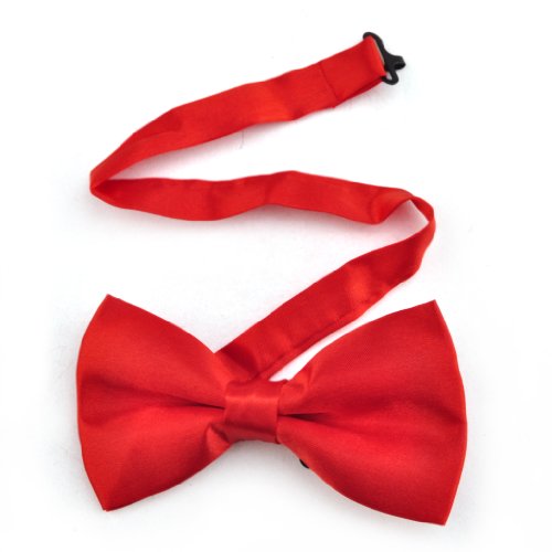 TopTie Mens Formal Solid Red Banded Bow Tie, Breast Cancer Awareness