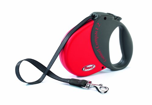 Flexi Durabelt Soft Grip Retractable Belt Dog Leash, Medium/Large, 16-Feet Long, Supports up to 77-Pound, Red/Grey
