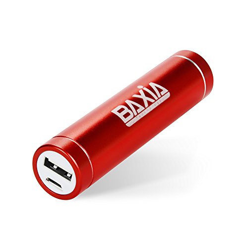 BAXIA TECHNOLOGY® Mini 2600mAh Lipstick Sized Charger Portable Charger External Battery Charger High Capacity Power Bank Cell Phone Charger for iPhone 6 Plus 5S 5C 5 4S, iPad Air 2 Mini 3, Samsung Galaxy S6 S5 S4 Note Tab, Nexus, HTC, Motorola, Nokia, PS Vita, Gopro, more Phones Bluetooth Speakers and Other USB-Charged Mobile Devices - (Red)
