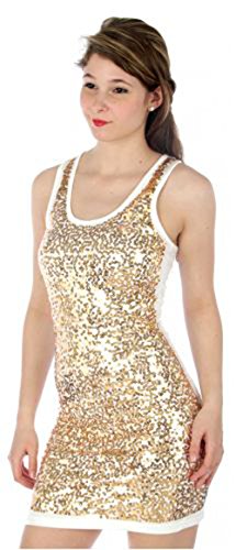 Fashion@dasksell Women's Sequin Sleeveless Knee Length Glam Party Dress