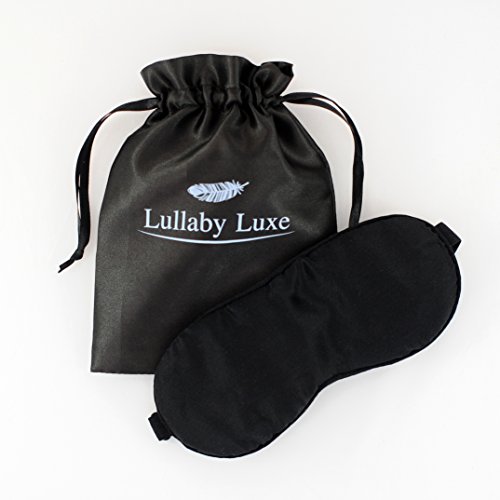 Luxuriously Soft, Hypoallergenic Silk Eye Mask for Women, Men and Kids. Ideal for Sleep, Travel and Relaxation. Black Silk Eye Mask by Lullaby Luxe.