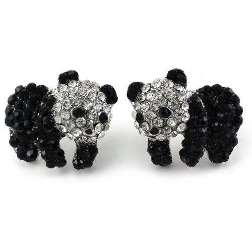 Black White Panda Bear Stud Post Earrings for Women Fashion Jewelry