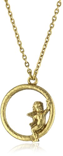 1928 Jewelry Gold with Angel Circle Drop Necklace, 18