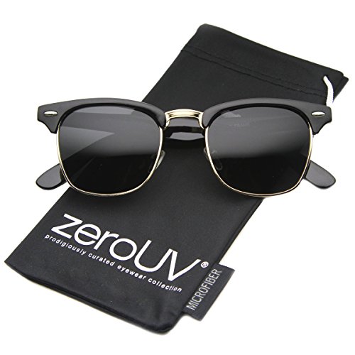 zeroUV Womens ZV-2936e Polarized Wayfarer Sunglasses, Black, 49 mm
