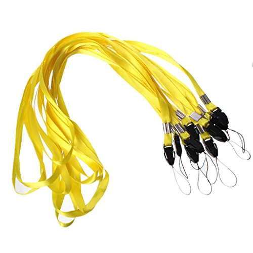 CKB Ltd 10 x Yellow Lanyard Neck Strap For ID Card / Mobile Phone /Gym Key / Access Pass Holder Loop Clip