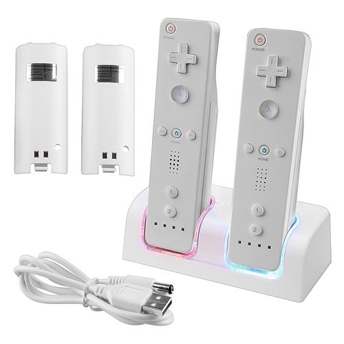 EastVita Dual Remote Charging Station with Battery Packs for Wii