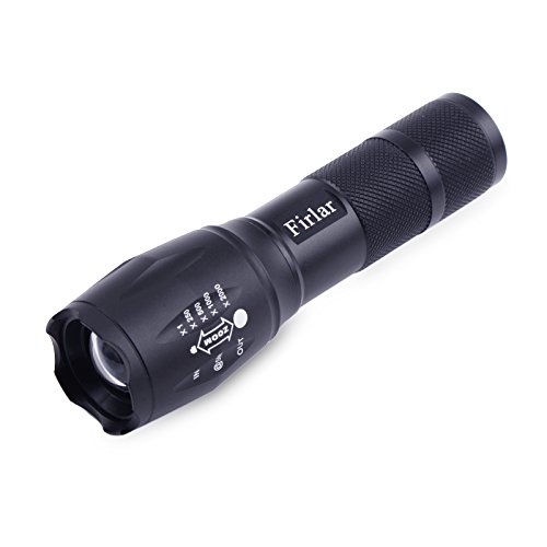 Firlar 5 Modes Tactical Flashlight , Worldwide Socket Rechargeable Water Resistant Torch