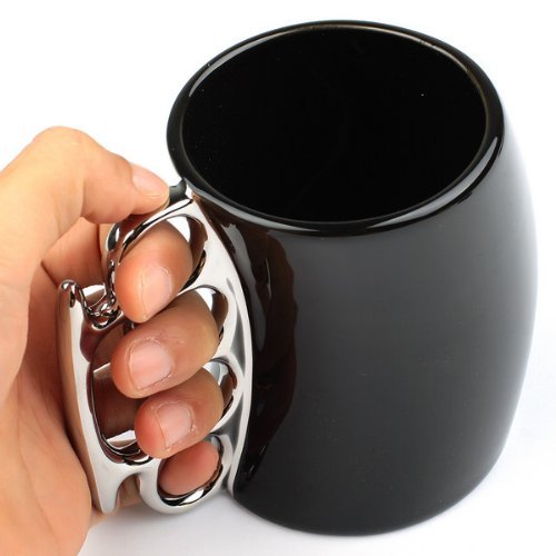 Design Fist Cup Brass Knuckle Duster Handle Coffee Milk Ceramic Fist Mug Cup Cool Gift