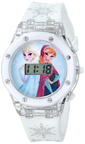 Disney Kids' FZN3556 Frozen Anna and Elsa Watch With White Rubber Band