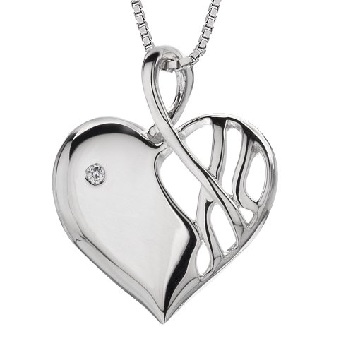 Hot Diamonds Arabesque Eclipse Heart Silver And Diamond Pendant, 41cm + 5cm extender