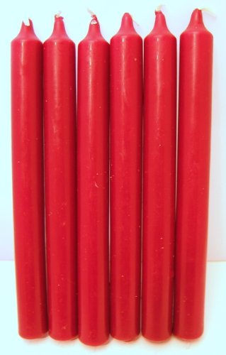 Candles - Set of 6 Red Bistro Style Dinner Candles
