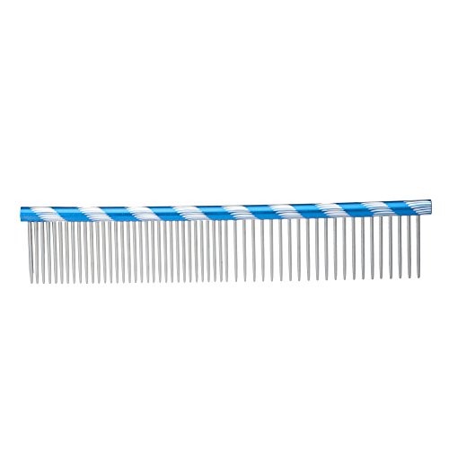 Dog Grooming Tool, Cat Grooming Comb, Stainless Steel Comb Deshedding Brush, 8 inches, with Easy Grip Design and Rounded Spine