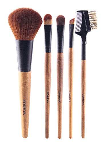 Makeup Brushes 5 Piece Thin Elegant Bamboo Handle Soft Hair That Picks Up Your Makeup Powder Super Well