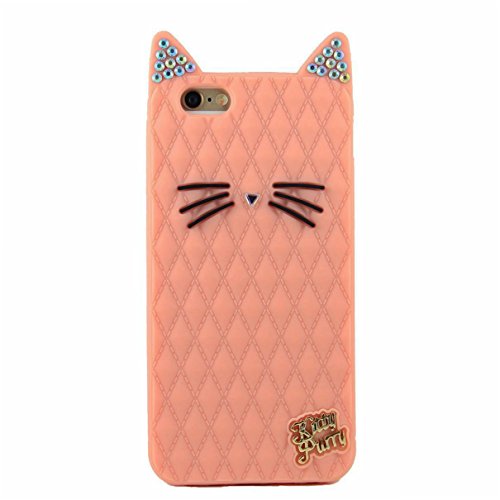 iPhone 6S Case, MC Fashion[Bling Bling Cat Silicone Case] Bling Ears & Cute Whiskers, Protective Silicone Phone Case for Apple iPhone 6S and iPhone 6 4.7 (Salmon)