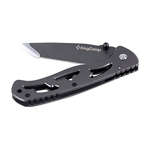 Kingcamp® Tactical Folding Knife - Liner Lock, Hollowing-out Handle & Belt Clip, Multifunction Stainless Steel Knife for Outdoor Camping