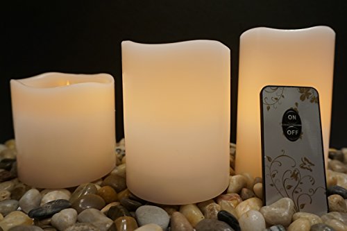 Flameless Candles - LED Battery Operated Elusion Candle Set - 3 Flickering Flame Real Wax Pillars with Remote. Worry-free, Smoke-free, Scent-free. Relax and Enjoy the Ambiance Now!