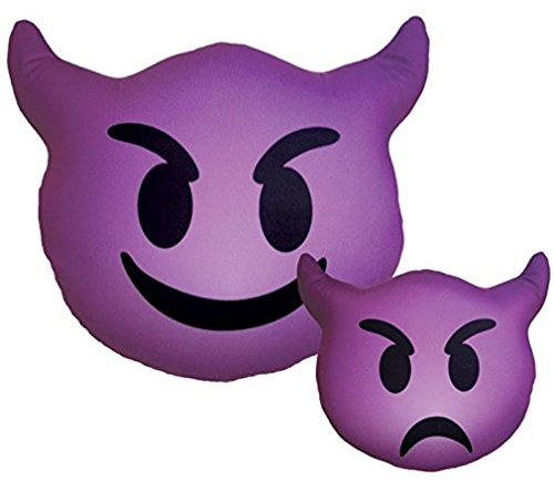 iscream Jumbo-Size Double-Sided Lil' Devil Emoji Microbead Pillow
