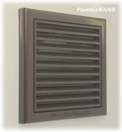 Bathroom & Kitchen Extractor Fan Wall Terminal Vent Grille Fixed Louvre Blades for 4 100mm Round Outlet Ducting Cowl BROWN
