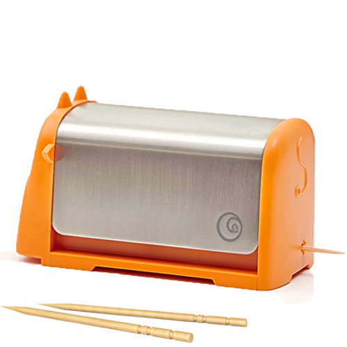 Home and Above Cute Little Cattle Toothpick Dispenser / Holder for Toothpicks , Use for Home, Kitchen, Office, Restaurant. Sturdy Plastic and Stainless Steel - Orange