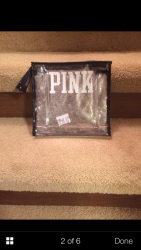 Victoria's Secret PINK Cosmetic Travel Bag Clear Black Zippered