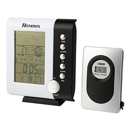 Homdox Wireless Weather Humidity Monitor Indoor/Outdoor Modern Design
