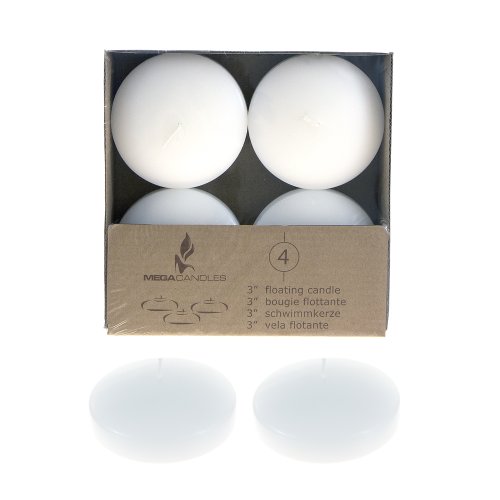 Mega Candles - Unscented 3 Floating Disc Candles - White, Set of 12