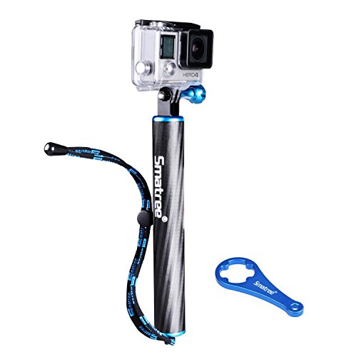 Smatree® SmaPole F1 Floating Hand Grip / Floating Pole / Bobber (Aluminum & Carbon Fiber Materials) Integrated With Aluminium Alloy Tripod Mount and Nut +Aluminum Thumbscrew/Wrench for GoPro Hero, Hero 4 Session, Hero 4 Black/Silver, 3+, 3, 2, 1 HD Cameras (Blue)