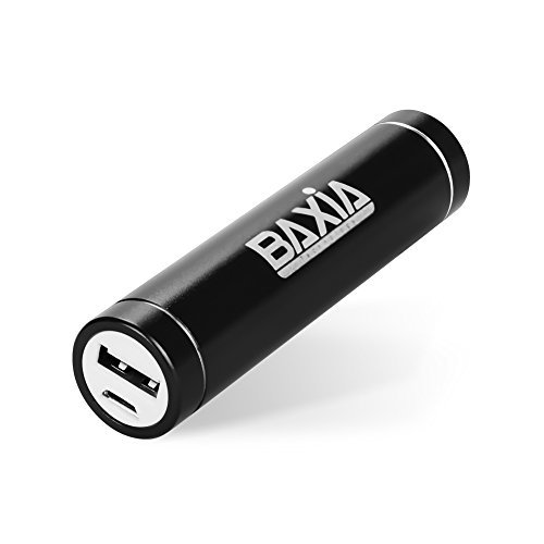 BAXIA TECHNOLOGY® Mini 2600mAh Lipstick Sized Charger Portable Charger External Battery Charger High Capacity Power Bank Cell Phone Charger for iPhone 6 Plus 5S 5C 5 4S, iPad Air 2 Mini 3, Samsung Galaxy S6 S5 S4 Note Tab, Nexus, HTC, Motorola, Nokia, PS Vita, Gopro, more Phones Bluetooth Speakers and Other USB-Charged Mobile Devices - (Black)