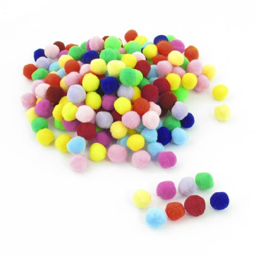 200 Pcs 10mm Dia Plush Colorful Pom Ball Sew On Clothes Trousers Bags