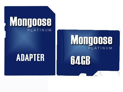 64GB Micro SD Card by Mongoose® ? Premium Quality microSD ? SDXC ? UHS-1 ? Class 10 ? Free SD Adapter Bonus ? 10 Year Warranty