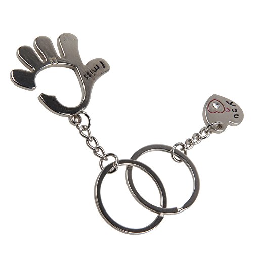 niceEshop(TM) 1 Pair Hand and Heart Cute Couple Keychain Love Keychain Key Ring + niceEshop Cable Tie