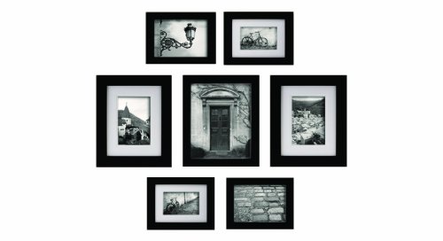 Gallery Solutions Create-a-Gallery 7-Piece Snapshot Frame Set, Black