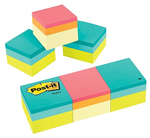Post-it Notes Cube, 1 7/8 in x 1 7/8 in, Green Wave and Canary Wave, 400 Sheets/Cube, 3 Cubes/Pack (2051-3PK)