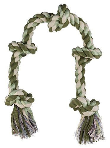 Mammoth Flossy Chews Cottonblend 5-Knot Rope Tug, Hunter/Mint, X-Large, 36 Inch