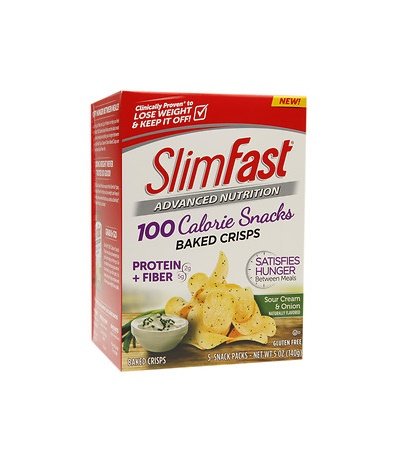 Slim Fast Advanced Potato Crisps Snacks, Sour Cream and Onion, 5 Snack Packs (Pack of 2)