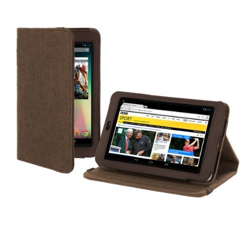 Cover-Up Google Nexus 7 Tablet Version Stand Natural Hemp Case with Sleep / Wake function - Cocoa Brown