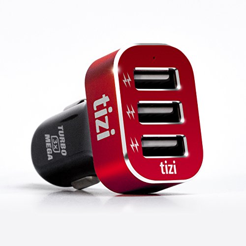 equinux tizi Turbolader 3x MEGA - 3 port USB Auto Max Power, German engineered car charger, 6.6A High Power each USB port up to 2.4A