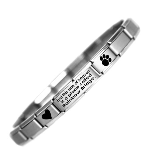 Rainbow Bridge - Pet Loss Charm Bracelet - Stainless Steel - One Size fits All - Daisy Charm by JSC fits Nomination Classic bracelet