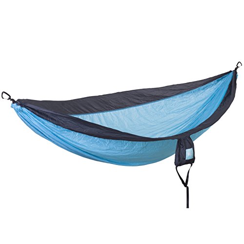 Rallt Camping Hammock - Ripstop Parachute Nylon, Lightweight & Portable, Includes Hanging Gear (Single, Blue/Charcoal)