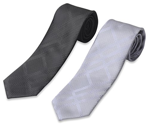 Set of 2 Neckties by Mens Collections- Multiple Variations to Chose From! (1- black and grey)