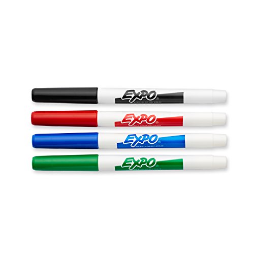 Expo Original Fine Tip Dry Erase Markers, 4 Colored Markers (84074)