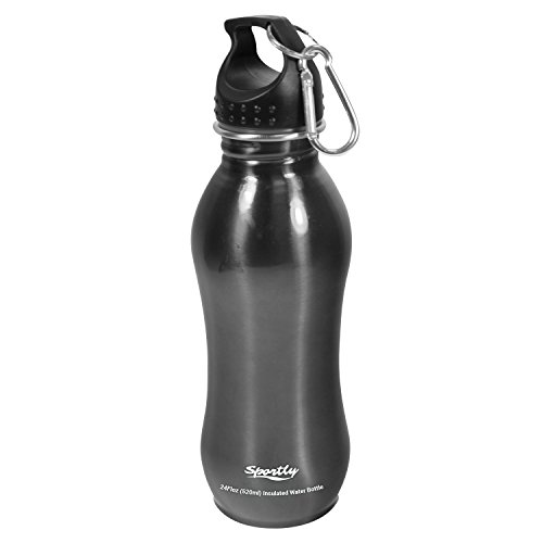 Sportly 24 Oz. Hydro Flask Stainless Steel Sports Water Bottle - 9 ½ Inch Height, Slim Easy Grip Design, Insulated to Keep Drinks Hot or Cold, Non-Sweat Exterior, Standard Mouth with Leak Proof Top
