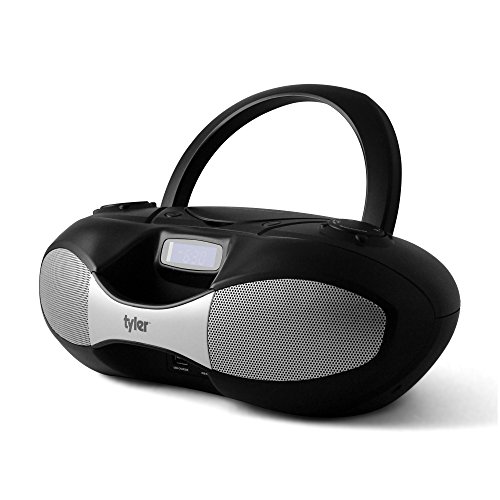 Tyler Portable Sport Stereo MP3/CD Boombox Player TAU104-BK with USB Charging Port for Phones and Tablets, USB MP3 Input, FM Radio | Black |