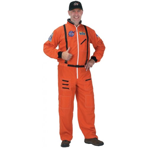 Aeromax Adult Astronaut Suit with Embroidered Cap, Orange, Large