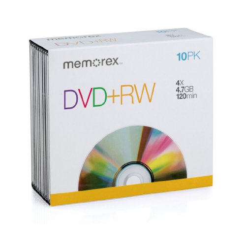 Memorex MEM05509 DVD plus RW 4.7GB Slim 4x Discs, 10 Pack