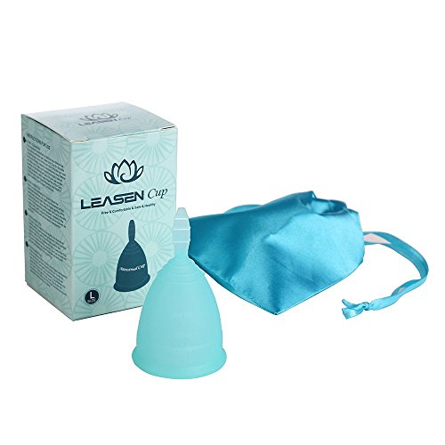LEASEN Menstrual Cup-Health Care Soft Silicone Lady Cup-A Perfect Feminine Alternative to Sanitary Napkins (Large, Blue)