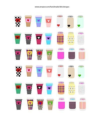 Coffee Cups and Mason Jar Stickers, so cute. Sized to fit all planners. Glossy or Matte Finish.