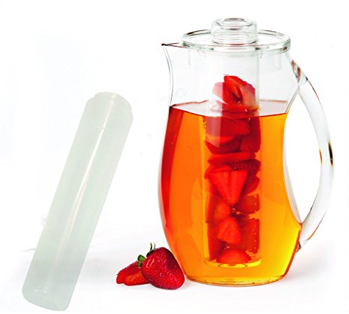 Infused Water Pitcher: Shatterproof Acrylic, Best for Fresh Healthy Homemade Fruit Flavored Infusion Drinks, Iced Juice & Beverage, 93 Oz (3 Quart), with Ice Core & Free Infusing Water Recipes E-book