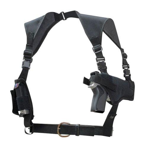 Ambidextrous Nylon Light-weight Horizontal Shoulder Holster with Double Mag Pouch for Baby Glock , Glock 19, 23 Made in USA