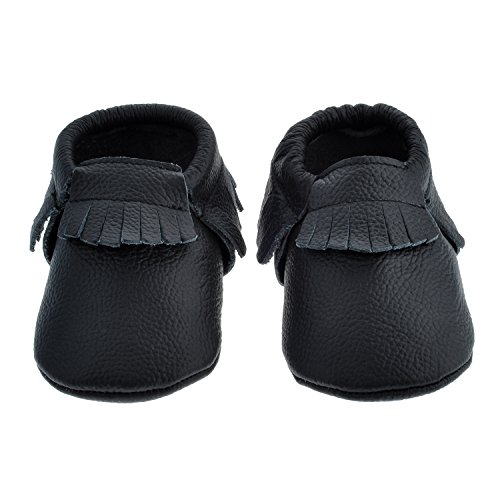 Sayoyo Baby Black Tassels Soft Sole Leather Infant Toddler Prewalker Shoes